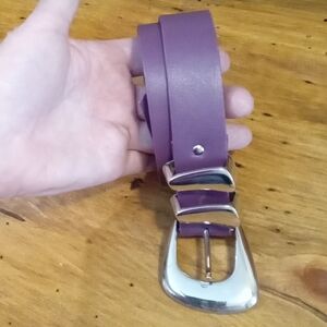 Belts by Dame Size M (30") Purple Cowhide Leather Belt with Silver Buckle